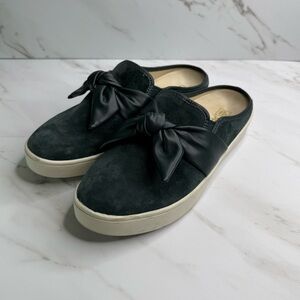 Spenco Barbados Orthotic Suede Bow Mules Slides Green Spring Comfort